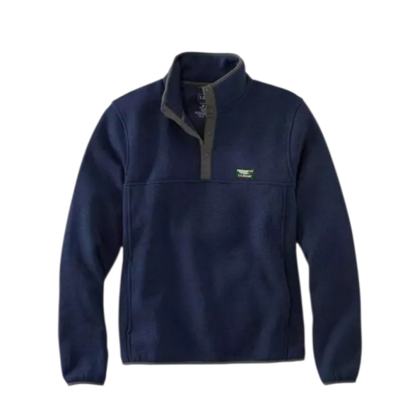 L.L. Bean Other - L.L. Bean Men's Sweater 1/4 Snap Navy Fleece Pullover Size L
